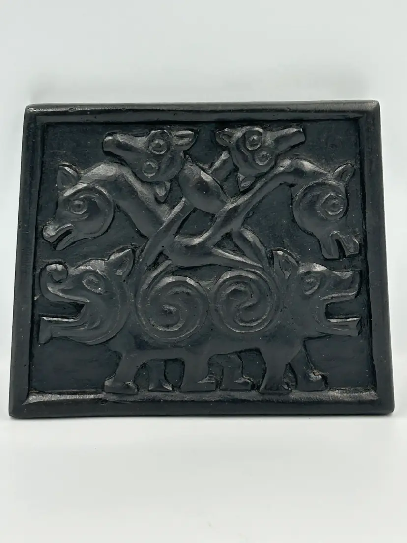 Owen Crafts Ballyshannon Ireland, Black Peat Wall Plaque, Celtic Art