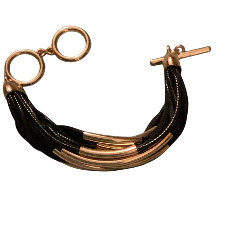 Gold Tone And Black Toggle Bracelet