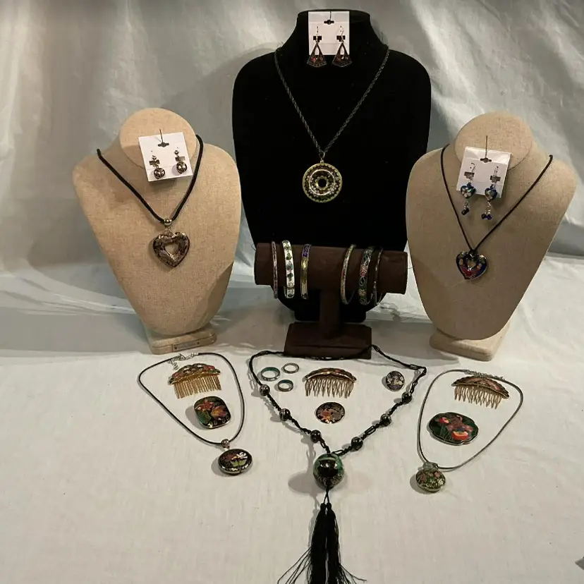 💎Vintage Cloisonné Jewelry Collection | Floral Enamel Necklaces Bangles Pendants