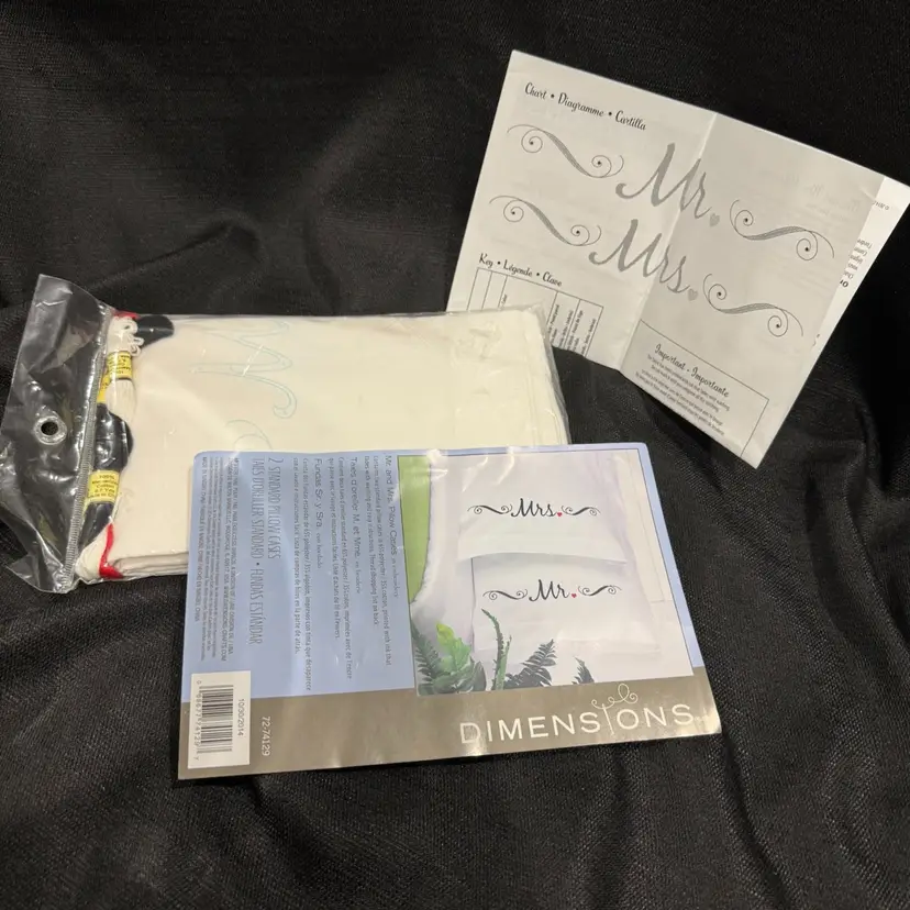 Embroidery Kit - Mr. & Mrs. Standard Size Pillow Cases