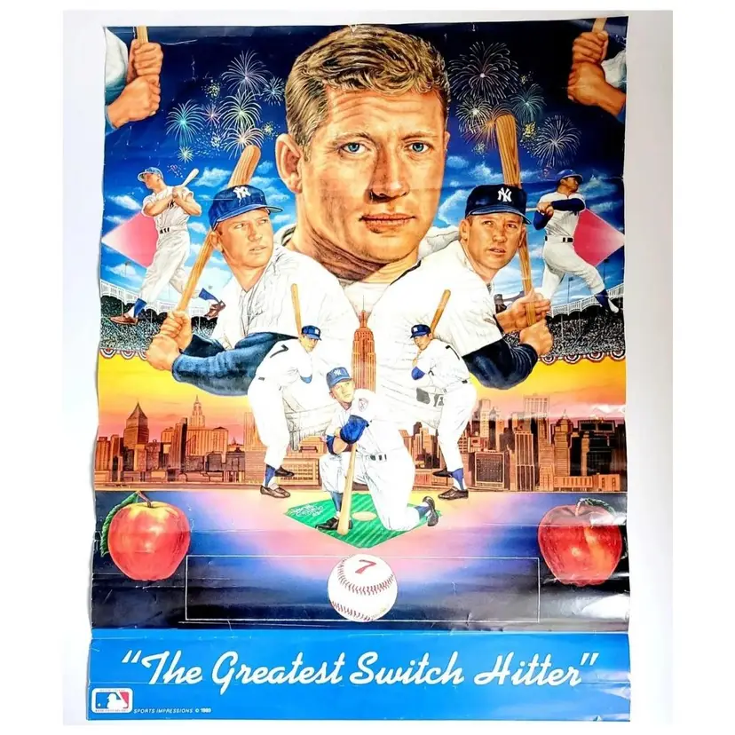 MICKEY MANTLE The Greatest Switch Hitter Poster MLB 1989 Sports Impressions HTF