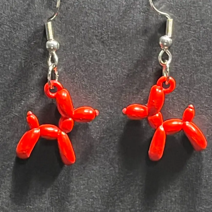 Red Balloon, Dog Earrings Made By Me
