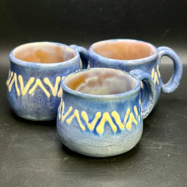 Earthworks Barbados Pottery Redware Cups Mugs Set of 3