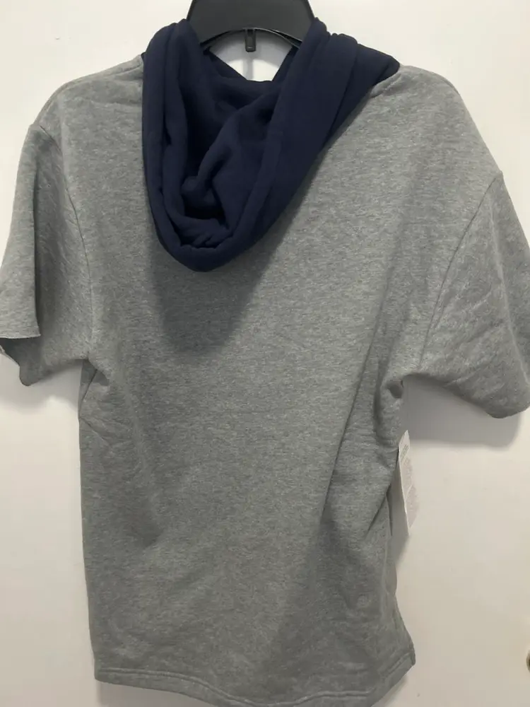 New$85 Men's Mitchell & Ness Heather Gray New York Yankees  Short Sleeve Hoodie S New