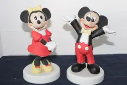 Rare Vintage Disney Mickey Mouse & Minnie Mouse 7" Ceramic Figurines Set Korea