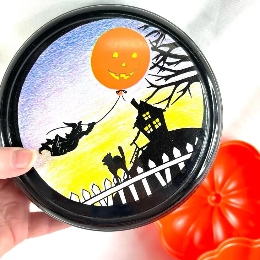 Vintage Kmart Halloween Containers- Witch and Cat; Pumpkin