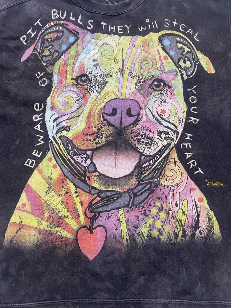 The Mountain Sweatshirt Adult Large Dark Brown Dog Beware Pit Bull Indie Mens