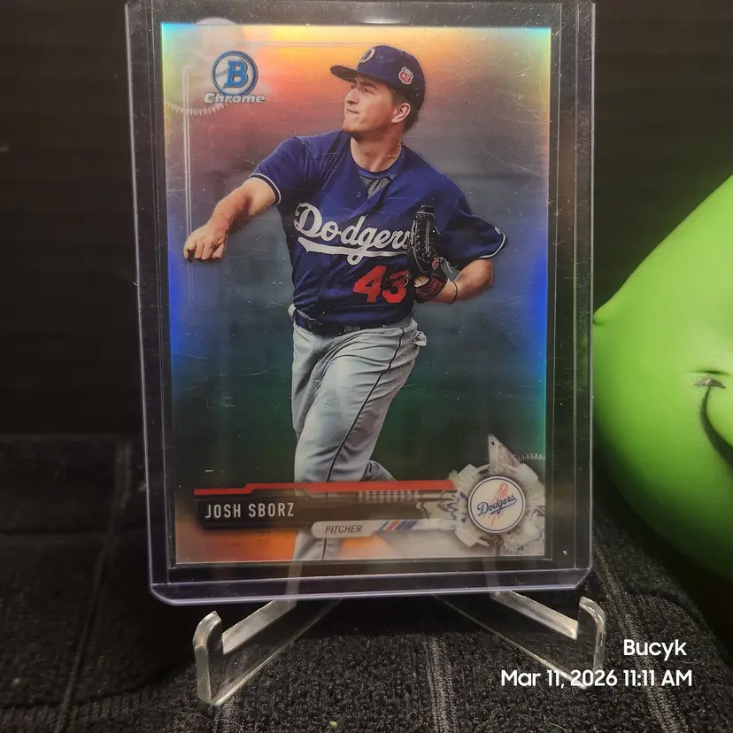 2017 Bowman Chrome Refractor - Josh Sborz Los Angeles Dodgers 442/499