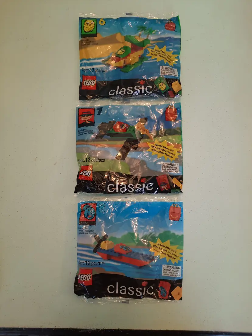 LEGO Classic McDonald's 1999 Happy Meal Toys #6, #7, #8 Lot of 3 NIP