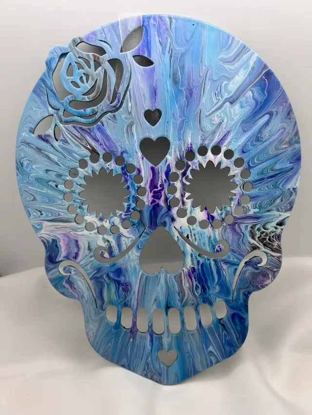 Original Artwork. Painted Wood Sugar Skull