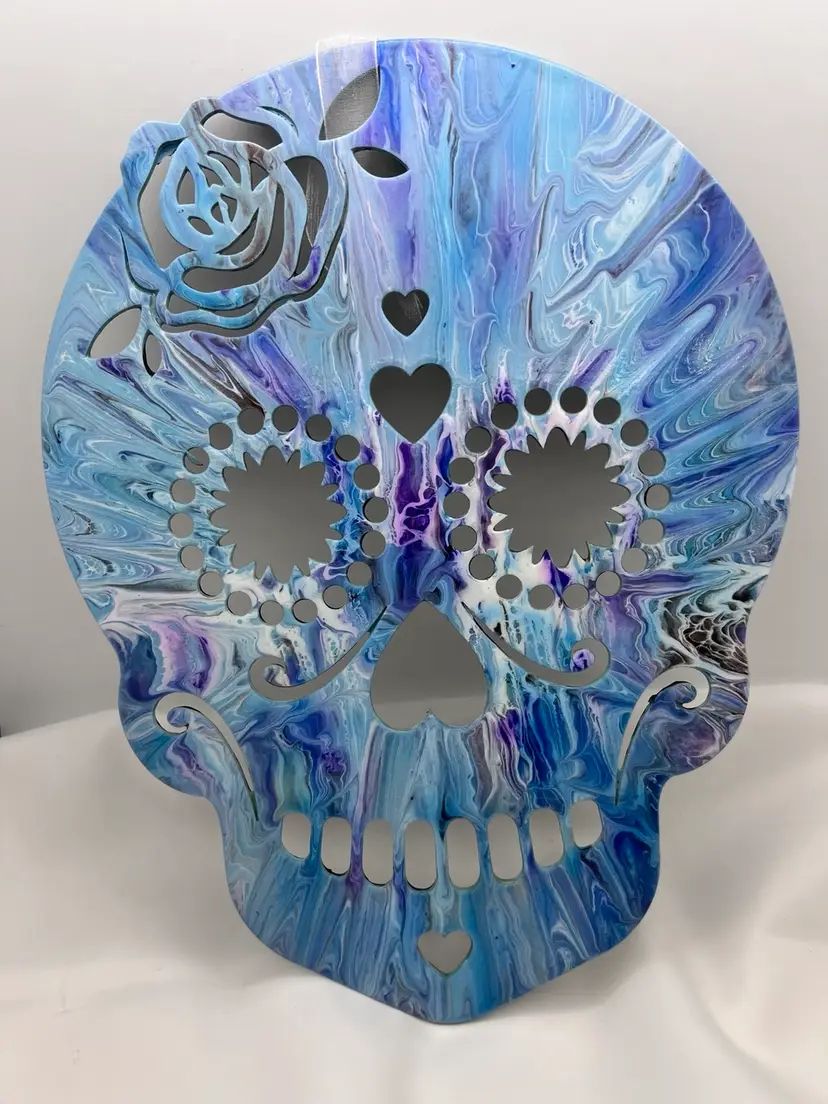 Original Artwork. Painted Wood Sugar Skull