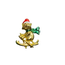 Cat On skis Brooch