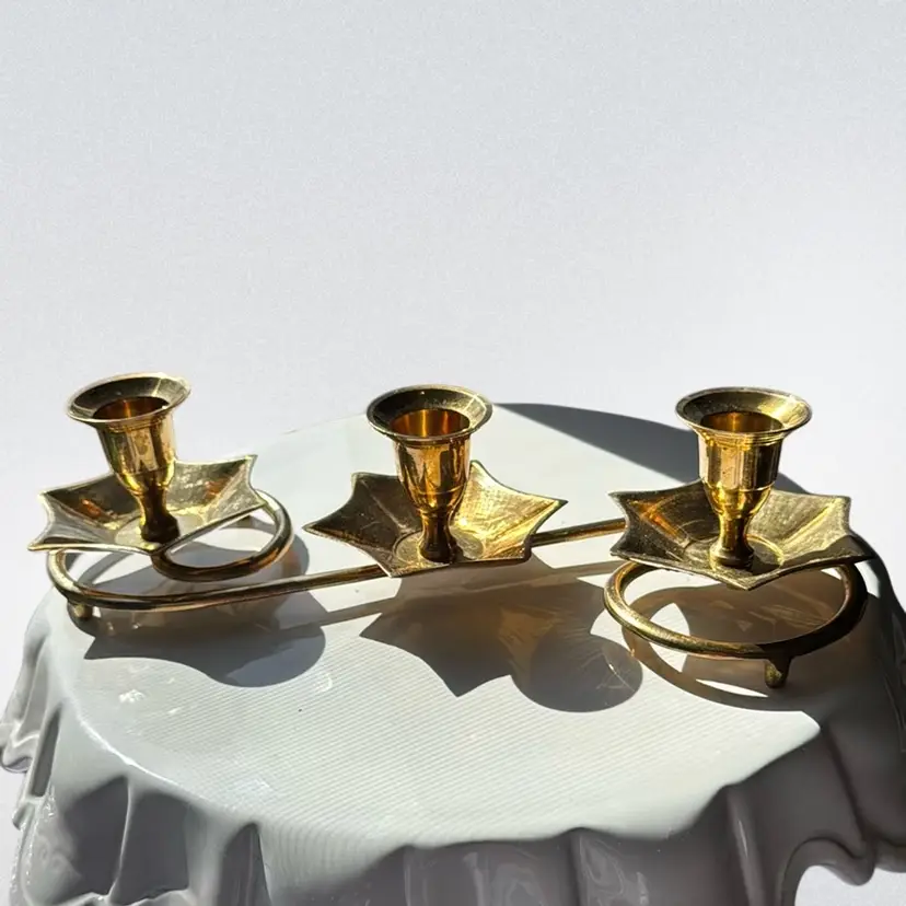 Three Arm Brass Candle Holder
