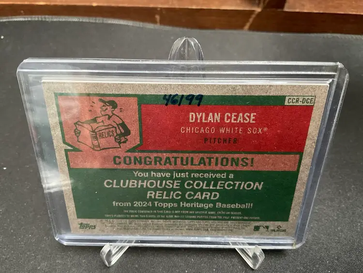 2024 Topps Heritage #CCR-DCE Dylan Cease Club House Collection Relic