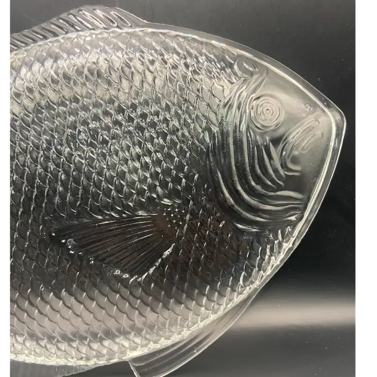 Vintage Clear Glass Serving Plate, 8”x 11”, Textured