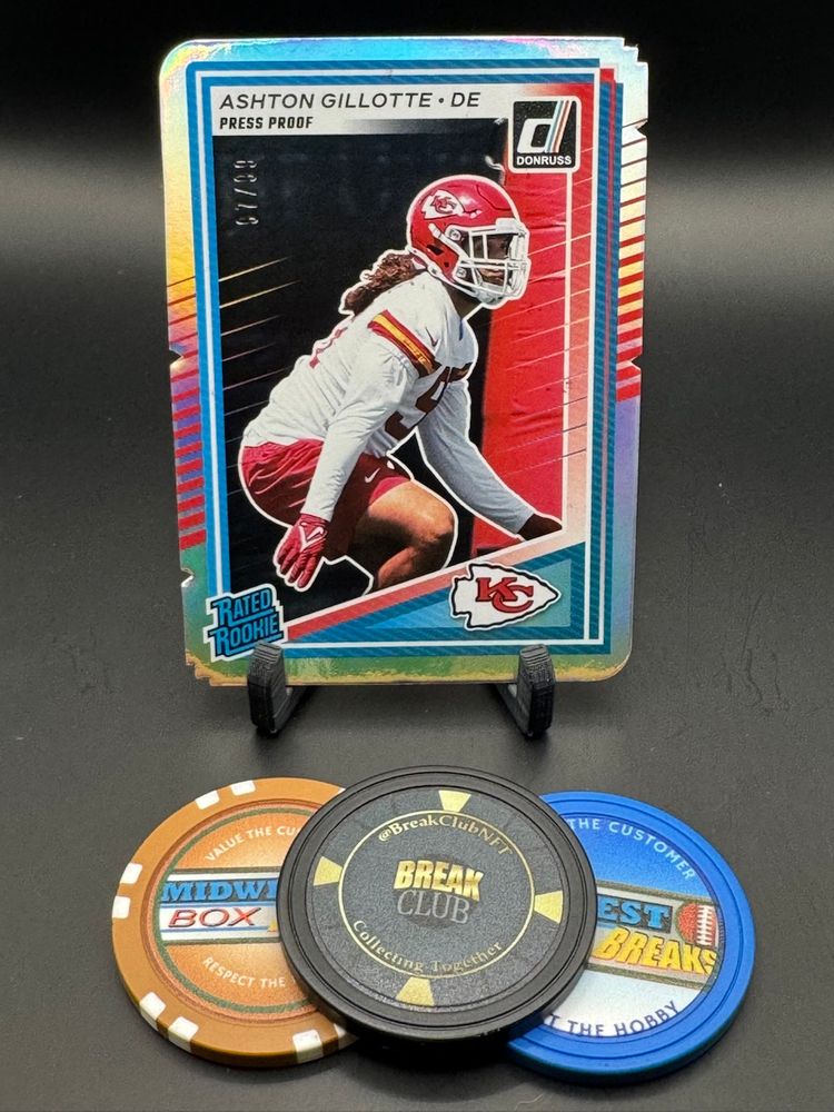 Ashton Gilotte 97/99 Rated Rookie Press Proof Holo Die Cut 2025 Donruss Kansas City Chiefs