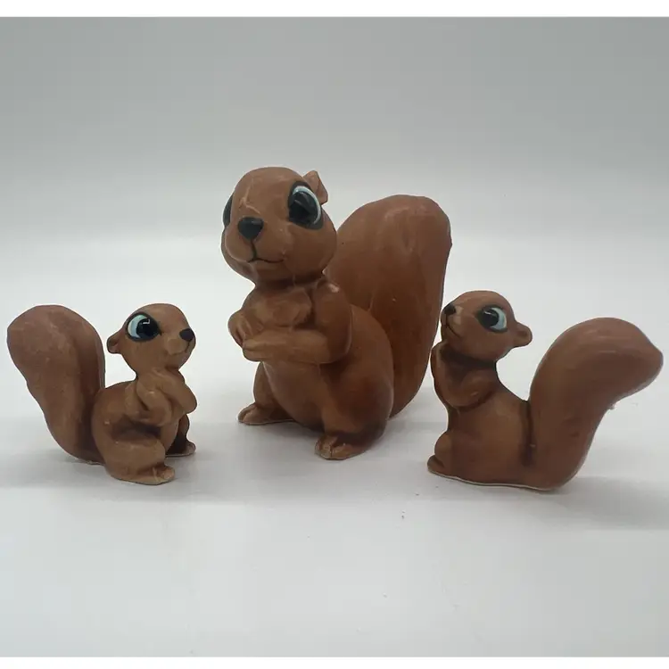 Vintage Anthropomorphic Miniature Mini Squirrel Family Figurine Set Mama Babies Japan