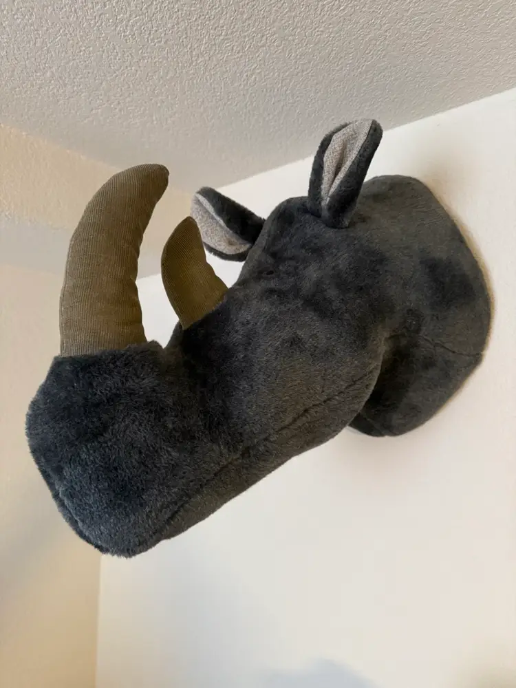 Buy It Now-Dianne Shapiro Soft Sculpture RHINO Head Faux Plush Wall Mount XL