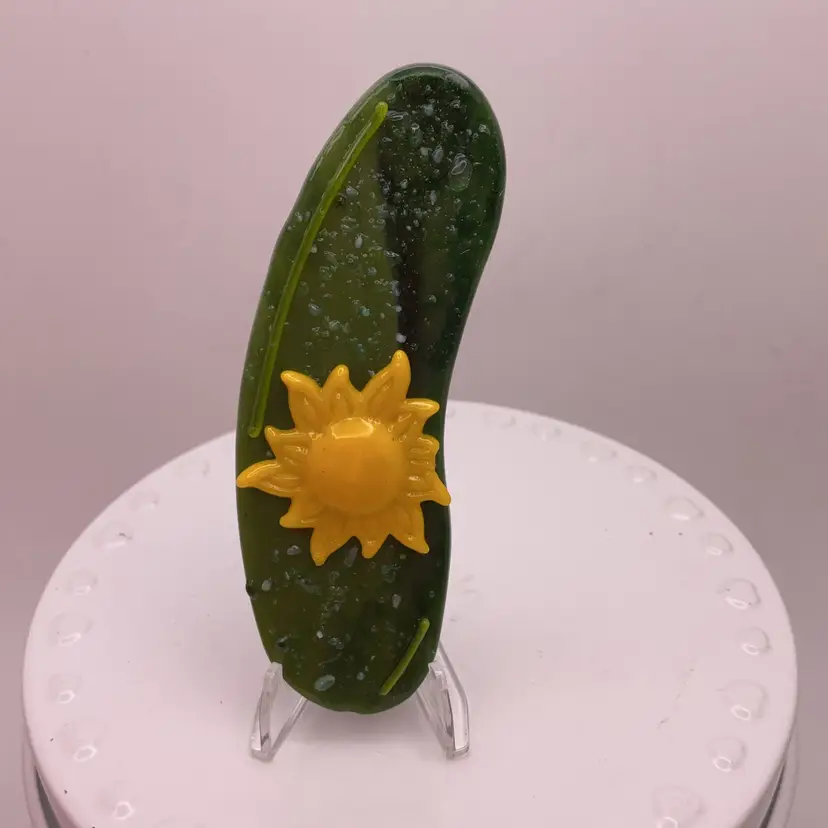 Made by Me! Fused Glass Sun "In a Pickle" Magnet 3” Handcrafted Studio Art