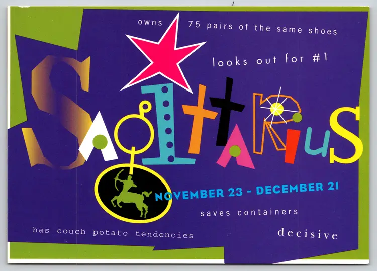 Postcard Sagittarius Zodiac Sign November 23 - December 21 Horoscope Centaur - 12257