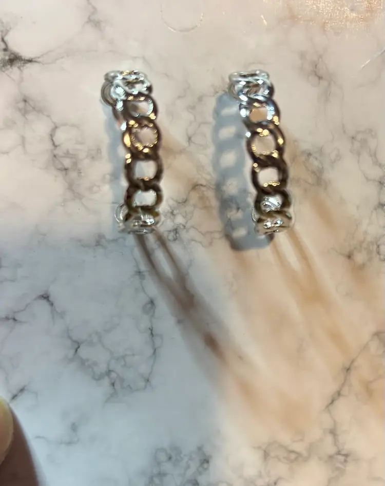 New- Costume Silver Chain-link Hoop Earrings