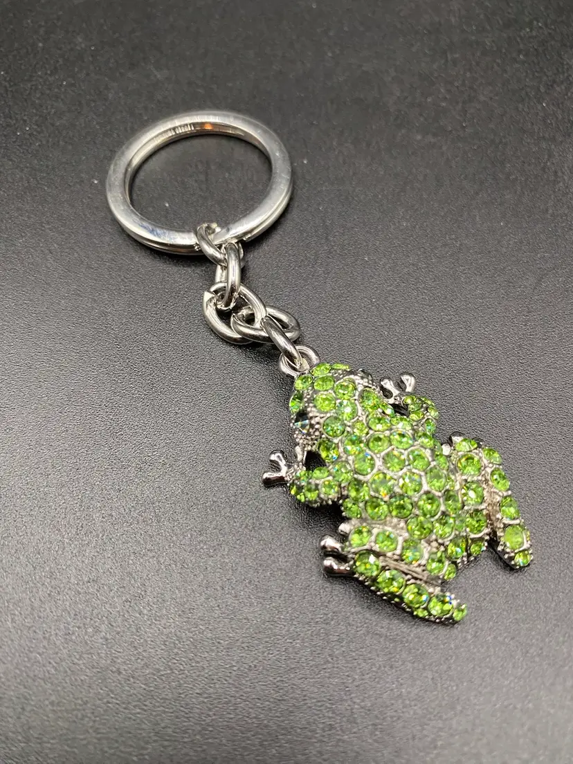 Green Bejeweled Frog Key Chain