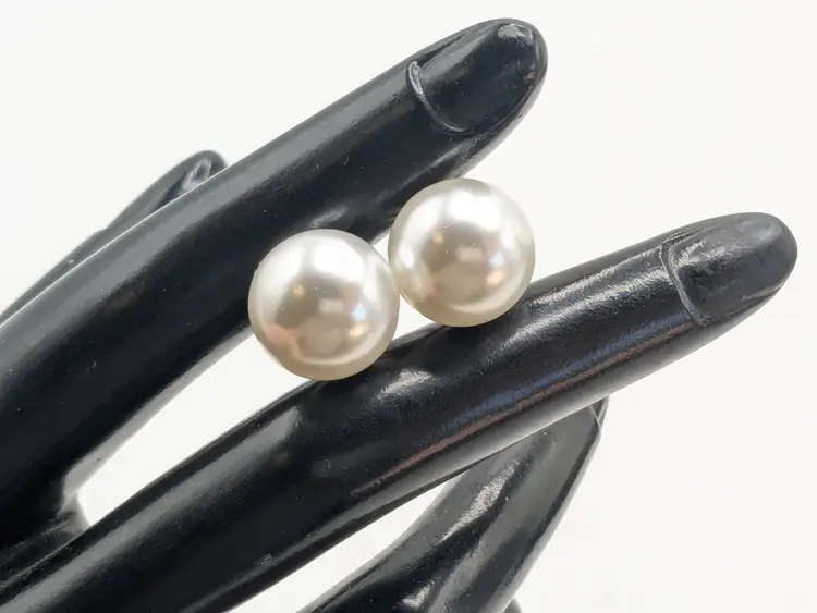 Humble Chic Faux Pearl Gold Tone Pierced Earrings NIB