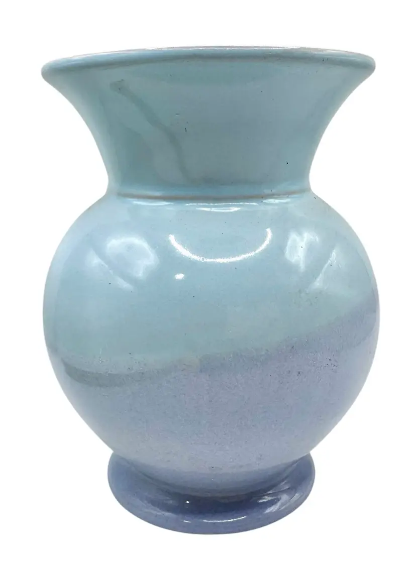 Vintage Strehla Keramik Pottery Vase East Germany GDR Blue Purple Pastel 6”