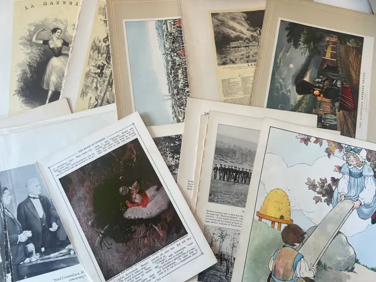 100 Antique Book Page Prints. 1800s-1900s Ephemera. Lithographs, Engravings, Graphics, Crafting, Scrapbooking, Bulk #6
