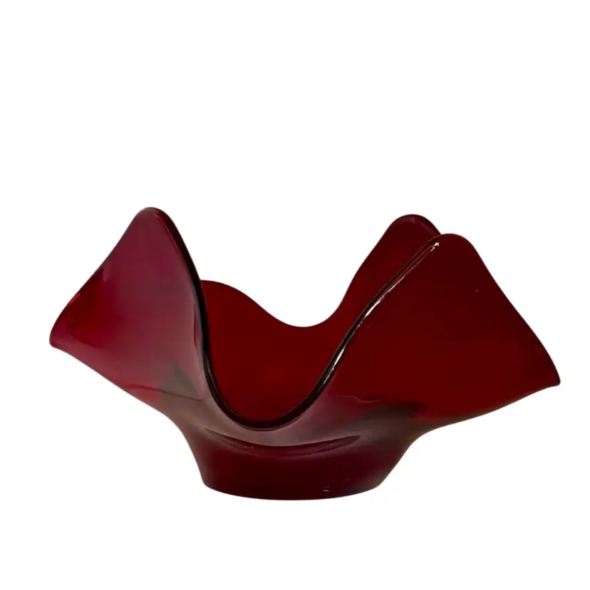 Handkerchief Candy/ Trinket Dish Ruby Red 6.25β x 4.25β Wide