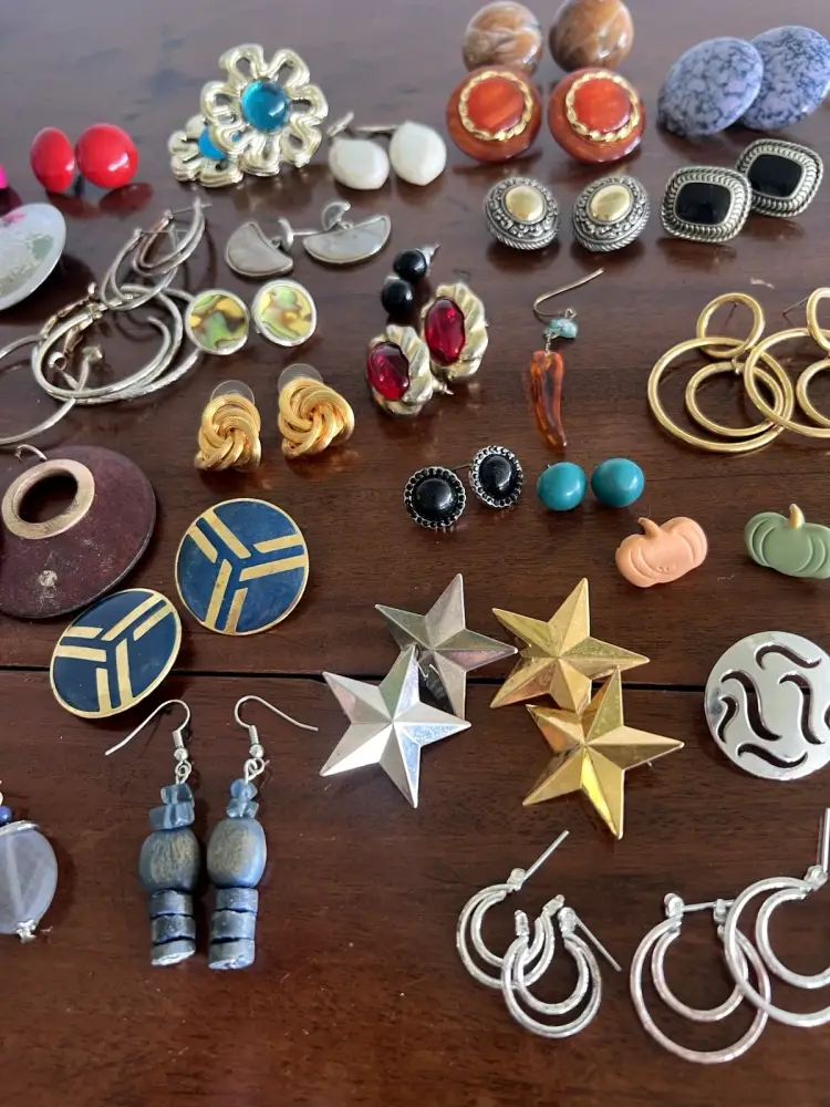 LOT of 51 Pairs Estate VIntage Earrings Pierced & Clip-ons Wearable Matched Sets