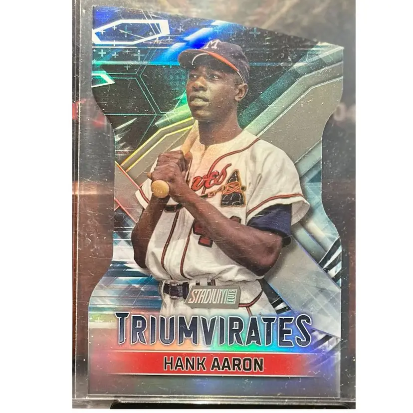 Hank Aaron Atlanta Braves 2023 Stadium Club Triumvirates Insert (1:16 packs)