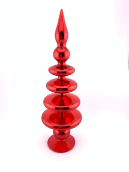 10” Red Glass UFO Alien Shape Tabletop Christmas Tree Topper