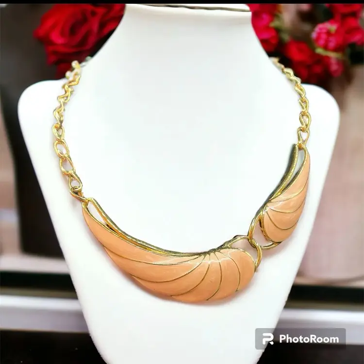 Stunning Trifari Enamel Angel Wing Necklace