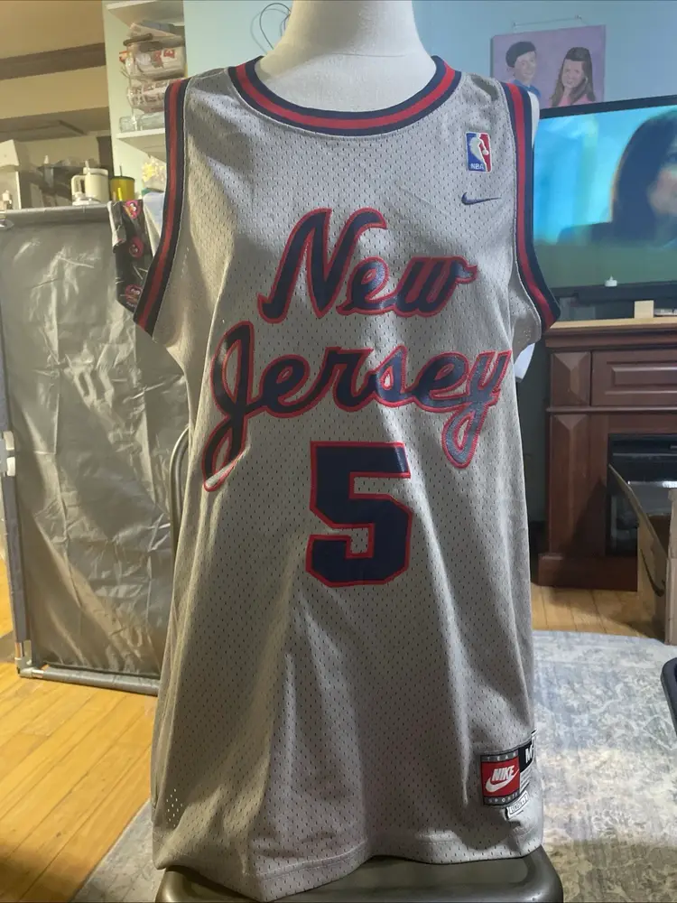 Jason Kidd #5 New Jersey Nets Swingman Jersey Size M Vintage NBA +2 Length