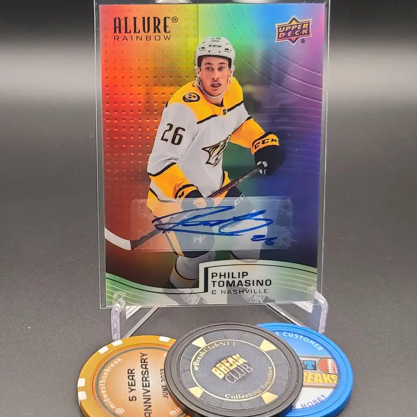 Philip Tomasino 2021-22 Upper Deck Allure Full Rainbow Auto Card #R-7 - Nashville Predators Hockey Card