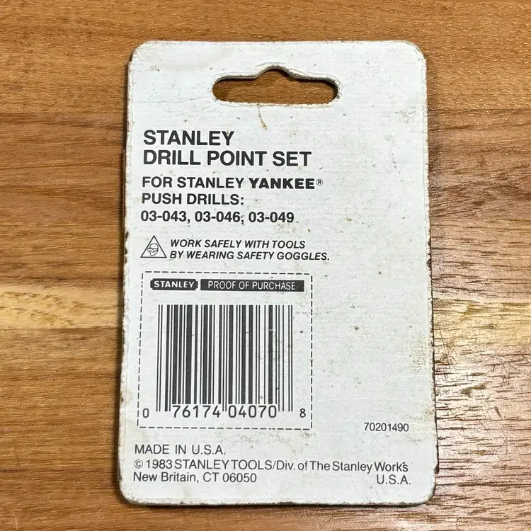 Stanley Drill Point Set 04-070 For Stanley Yankee Push Drills Vintage Unopened