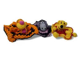 3 Handmade Crotchet Winnie Pooh Stuffed Characters Dresser Dolls Granny Square