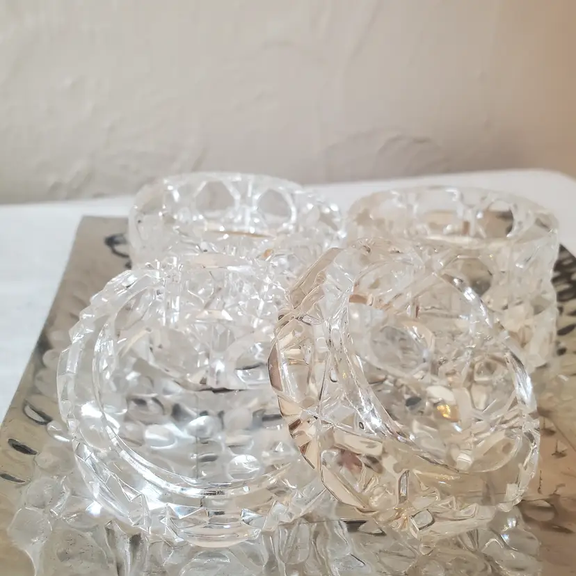 Set of 6 Cut Glass Napkin Rings by Nachtmann