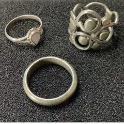 Lot Of 3 Silver Tone Alpaca Rings