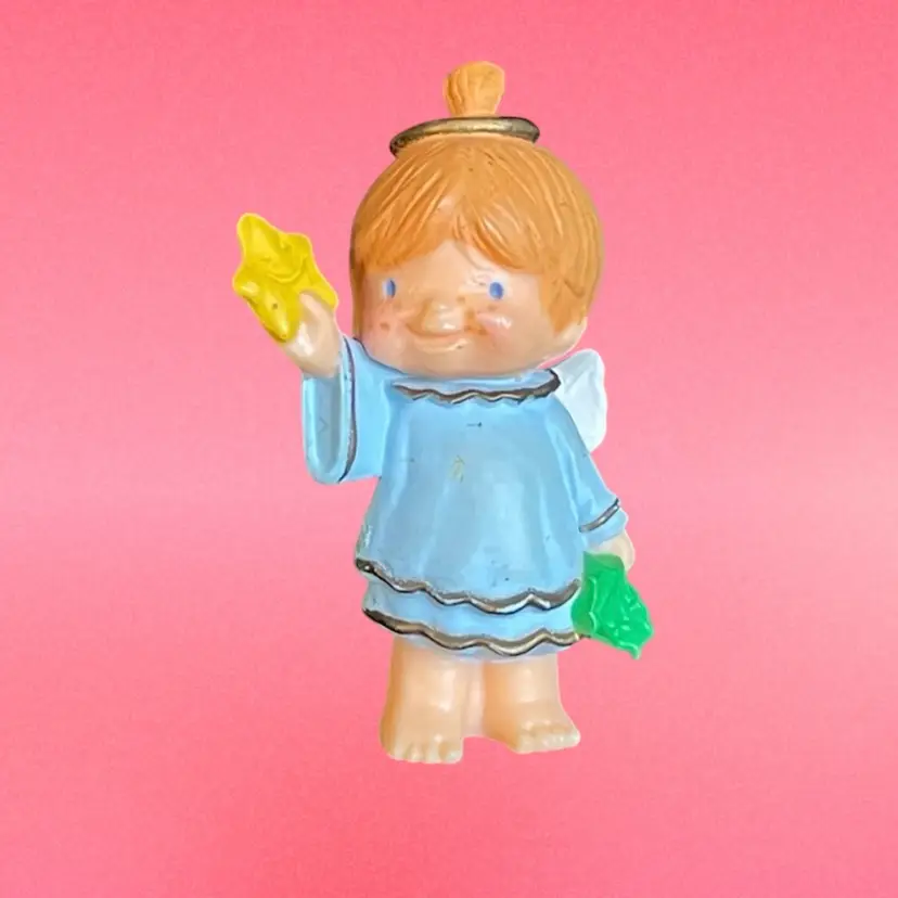 Hallmark Merry Miniatures Katybeth Angel Christmas Figurine Star Holly VTG 1986