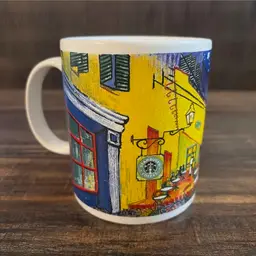 Starbucks Coffee Colorful Street Café Scene Mug Collectible Art Cup