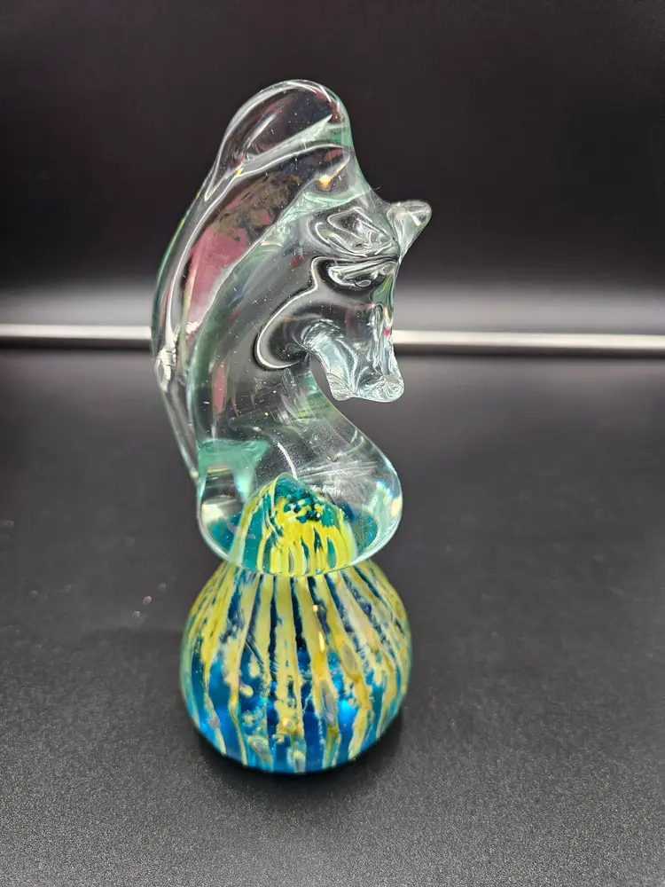 MDina Malta Seahorse Glass, signed sculpture paperweight