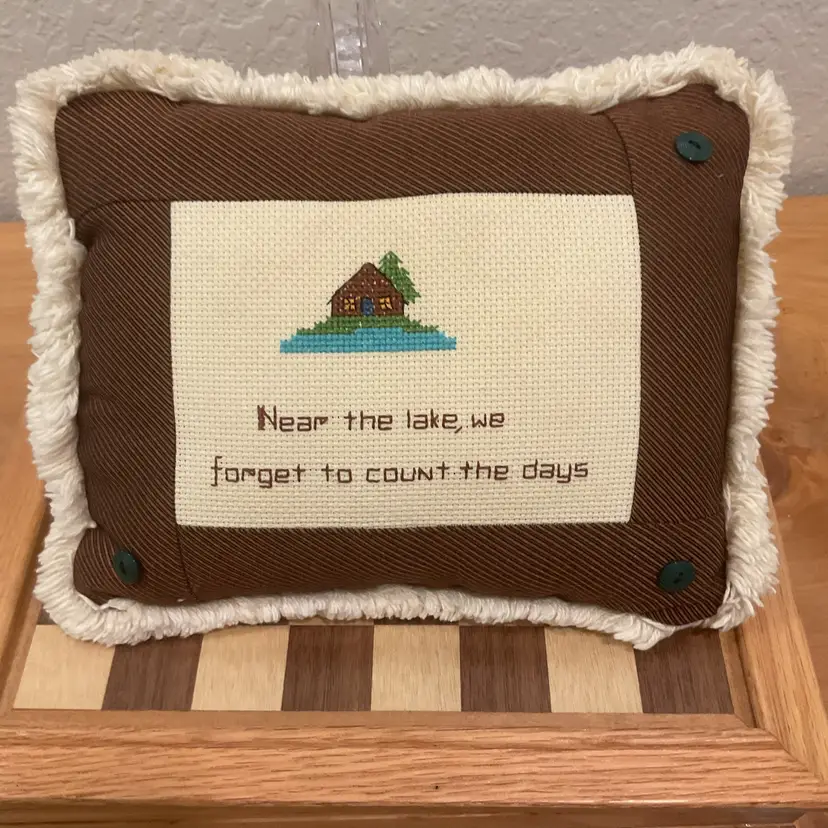 Lake/Fishing Needlepoint Pillow