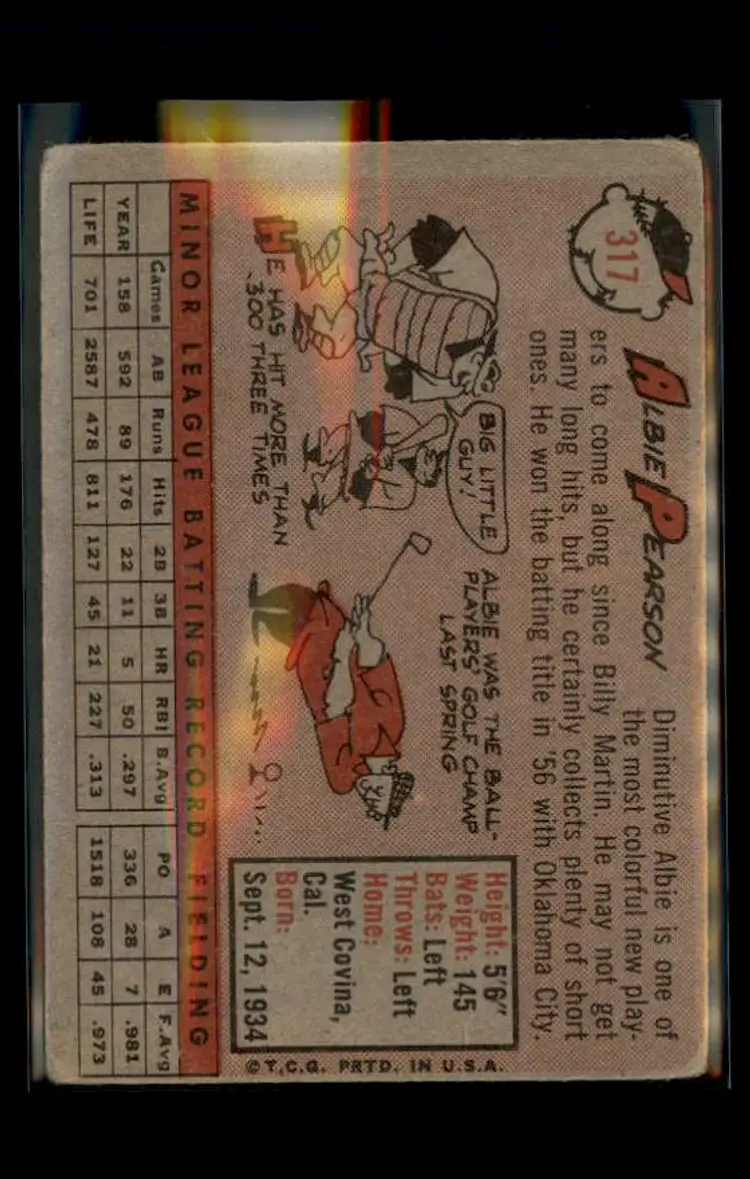 1958 Topps #317 Albie Pearson - (pk4) - Washington Senators