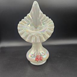 Fenton Iridescent Jack-in-the-Pulpit Hand Painted & SignedVase