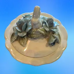 Blue Floral Trinket Dish With Lid