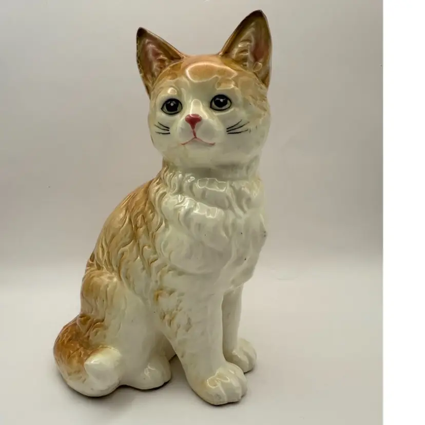 Vintage Ceramic Porcelain Orange Tabby Cat Figurine