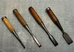 4 Japanese chisels (oire nomi) - 1/4", 1/2", 3/4", 1"