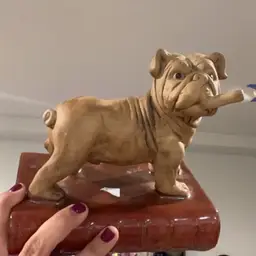 Bulldog On A Book Ceramic Figurine 6.5”
